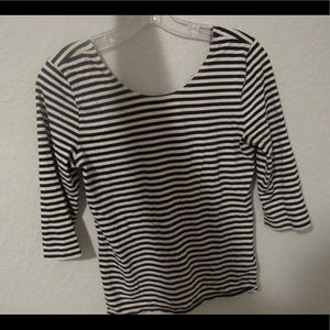 Navy Blue & White Striped Top